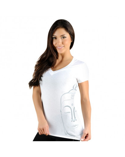 Jaco Womens Buddha Performance V Neck t-shirt White