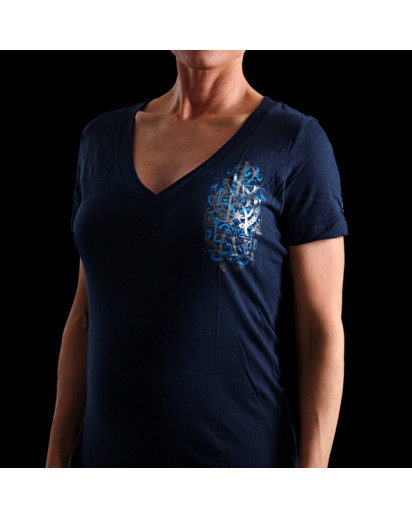 Silver Star Womens Interlocked Navy Blue t-shirt