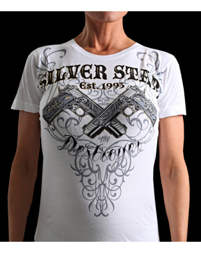 Silver Star Womens Jrs Destroyer White t-shirt