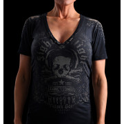 Silver Star Womens Bone Collector V-neck black t-shirt
