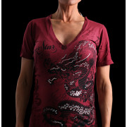 Silver Star Womens Enter The Dragon V-neck Red t-shirt