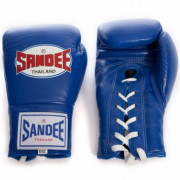 Sandee Lace Up Pro Fight Boxing Gloves Blue