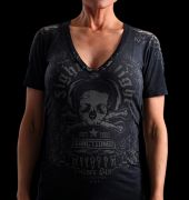 Silver Star Womens Bone Collector V-neck black t-shirt